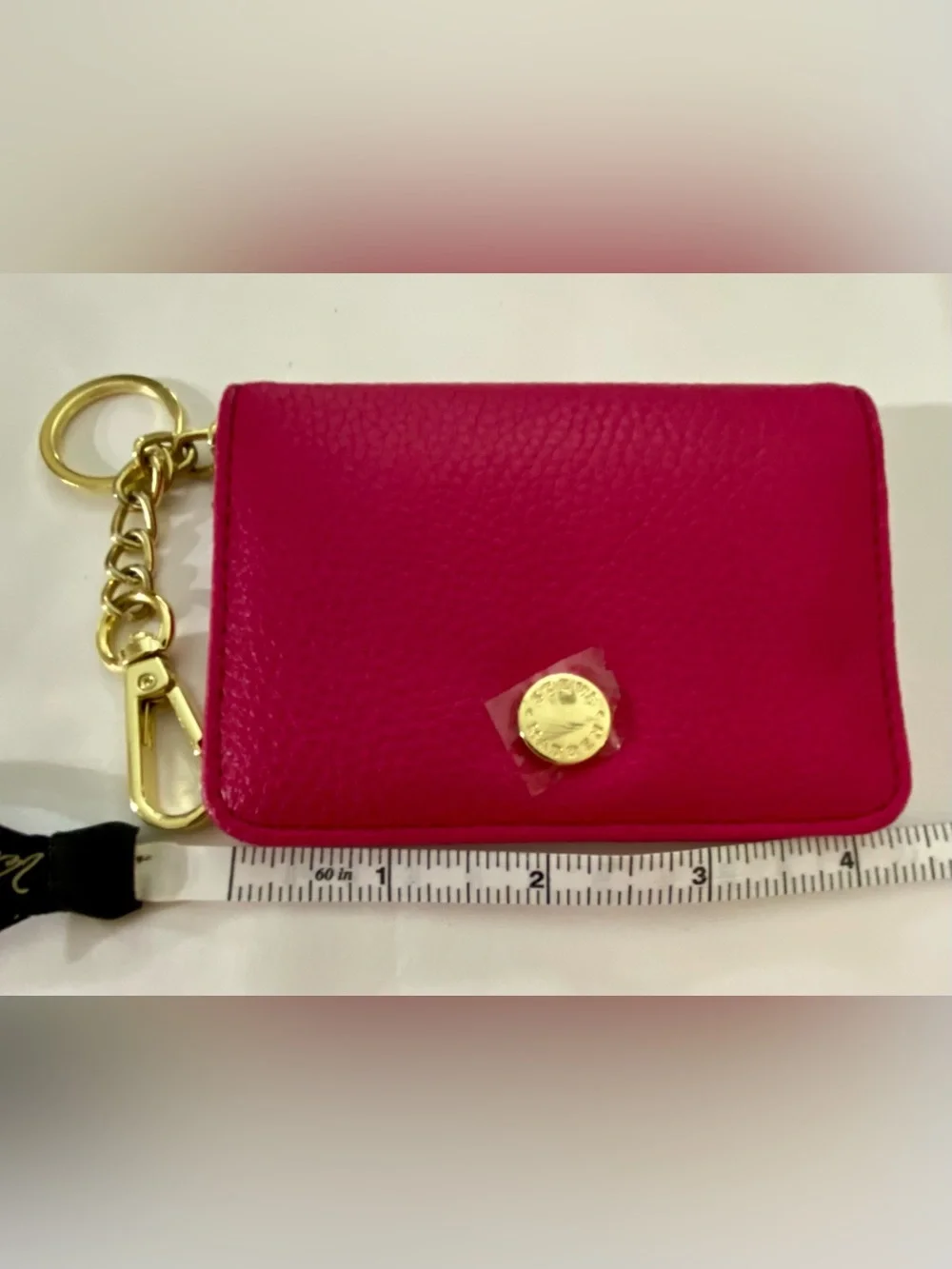 Steve Madden Pink Key & Card Holder with Gold Hardware